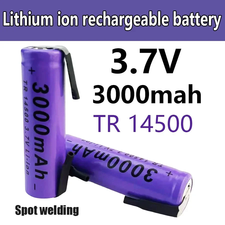

for DIY Electric Razor Toothbrus Latest 14500 Lithium Battery 3.7V 3000mAh Rechargeable Battery with Welding Pins,
