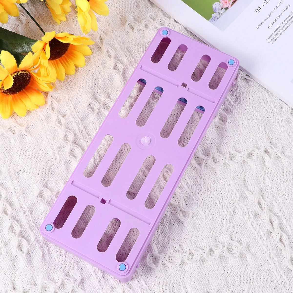 

1 шт. высокий стерилизующий лоток из АБС-пластика, складной, простой в использовании, для 5 инструментов, фиолетовый стеллаж для хранения