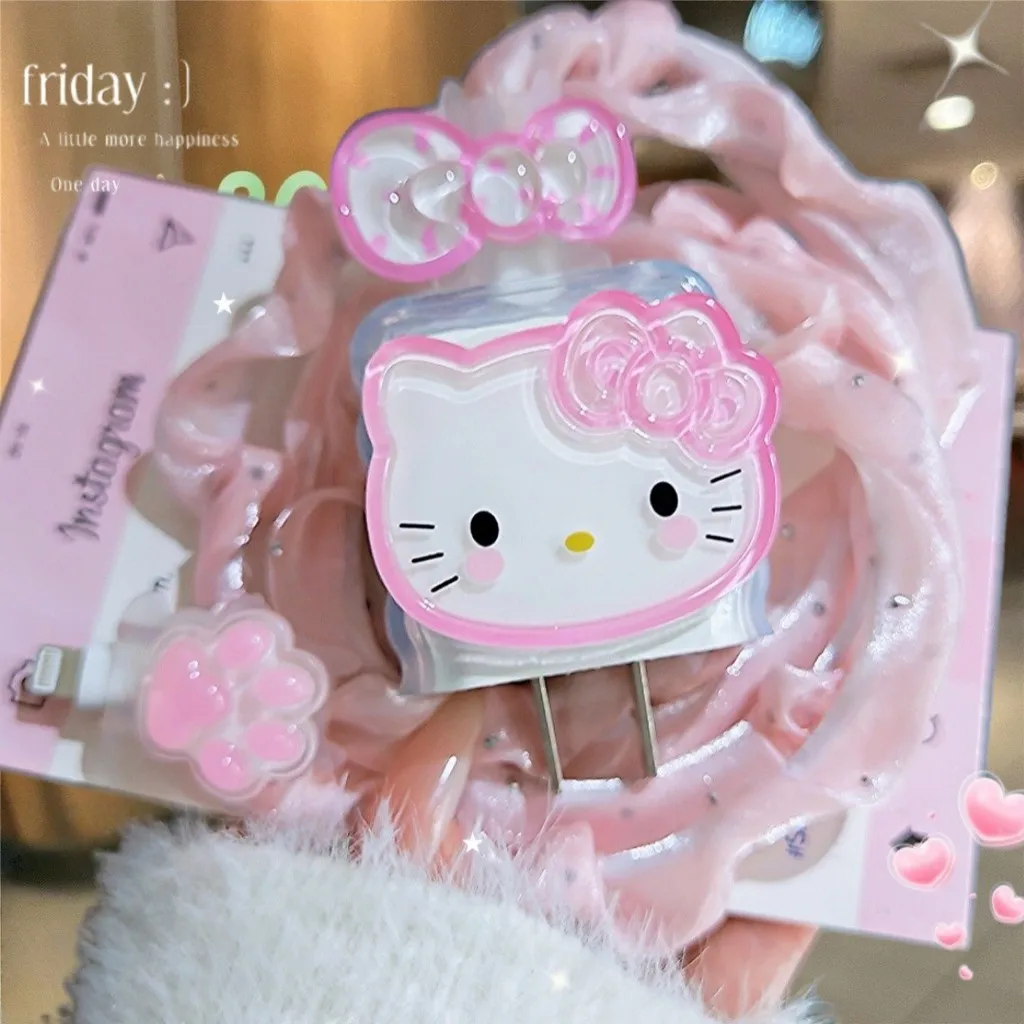 Защитный чехол для кабеля передачи данных KT с милым мультяшным рисунком для IPhone 20 Вт, кавайная аниме, модная сумка для защиты головы с зарядкой