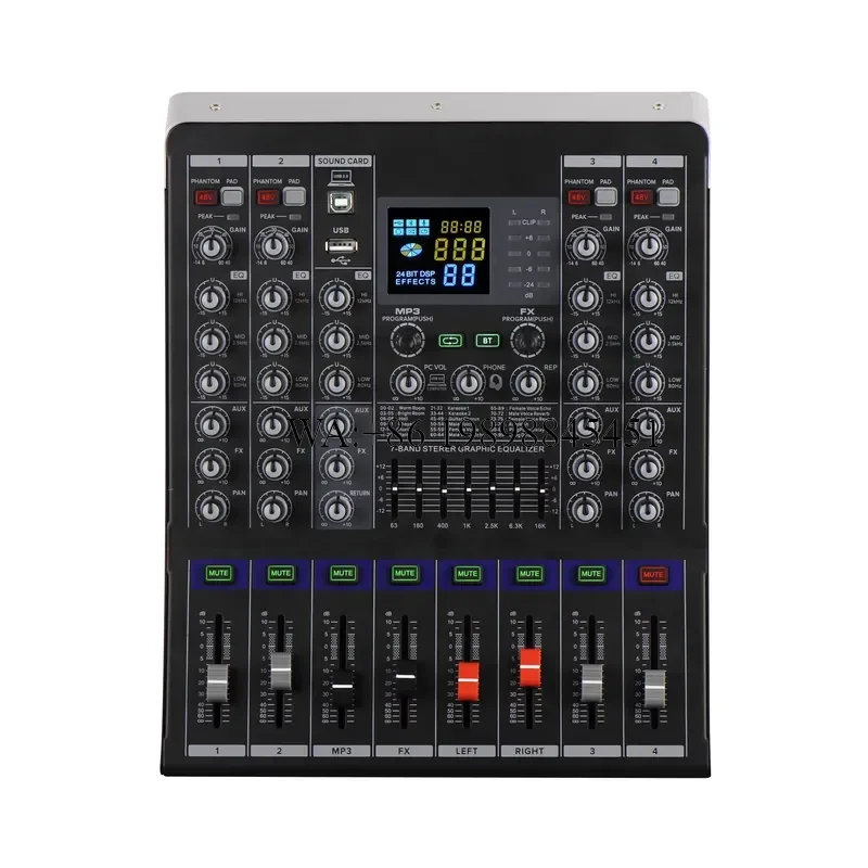WMWMNU Professional Audio Mixer 4-channel 99DSP Effects Dj Controller/audio Console Mixer USB/BT/MP3 Sound Card Audio Mixer