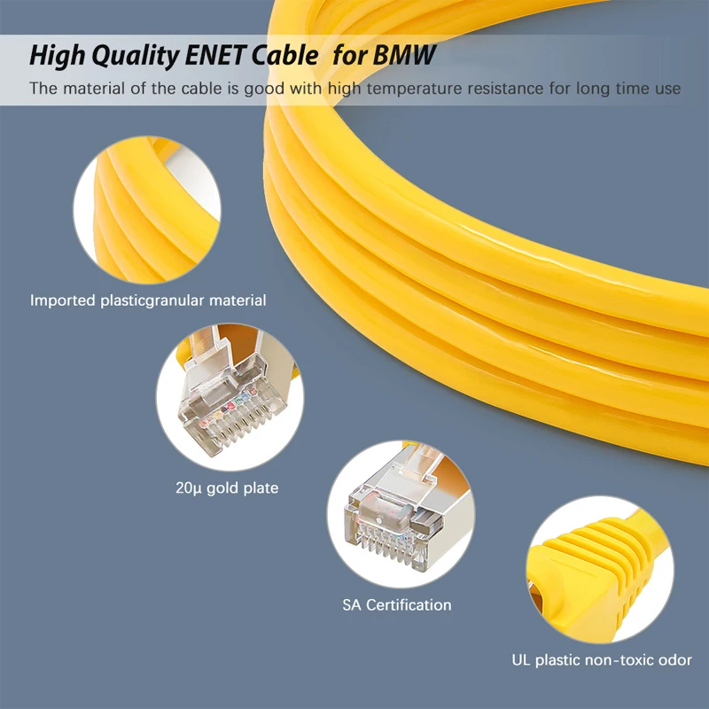 1 PC Applicable OBD on Board Diagnostic Connectors Network Extension Cable ENET Crystal Head Interface Data Cable