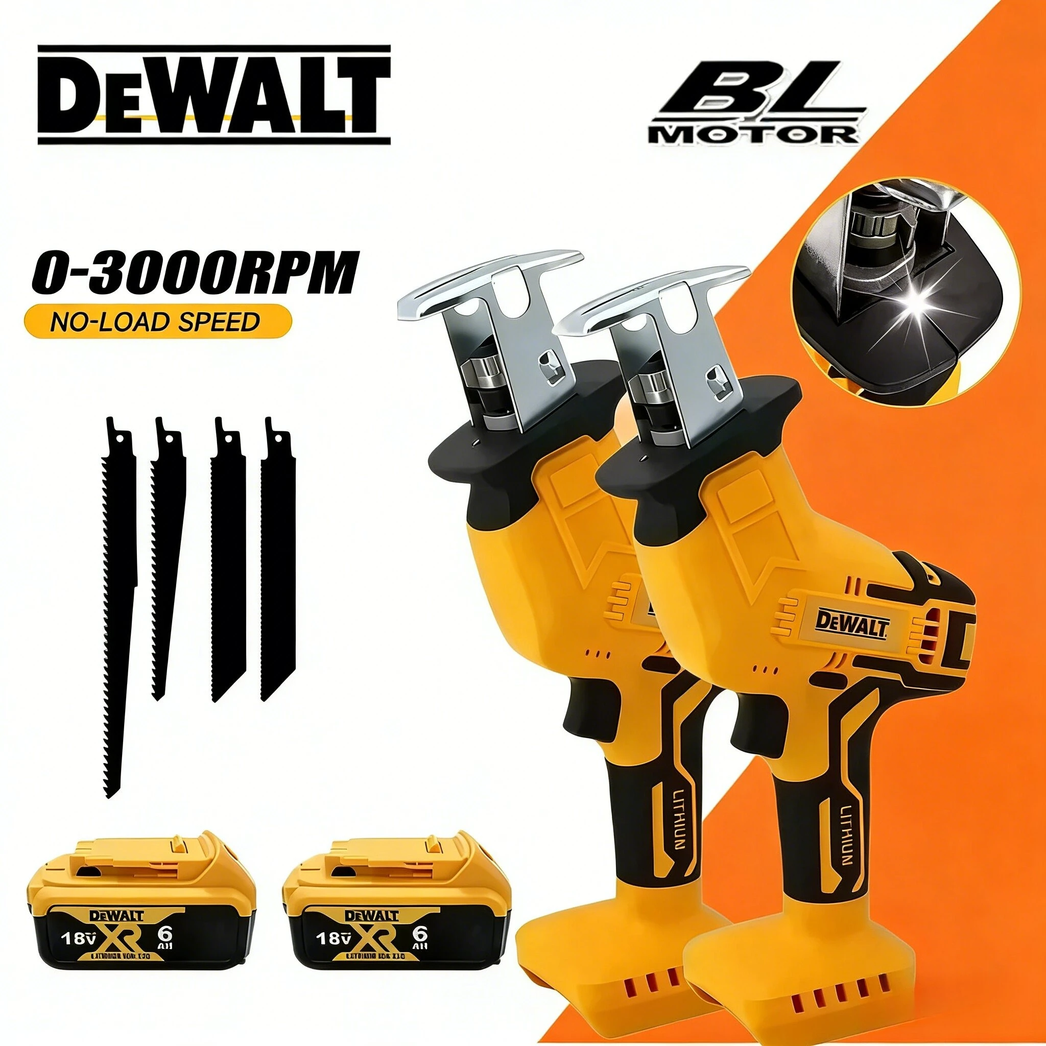 

Dewalt Brushless 2800RPM Reciprocating Saw Electric Saw Multifunctional Metal Wood Pipe Cutting Saw Power Tool