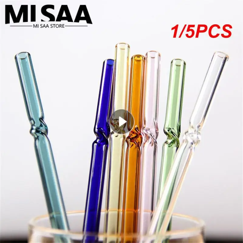 1/5PCS Fruit Juice Milk Tea Beverage Stirring Rod Curved Beverage Accessories Glass Straw High Borosilicate Straw Glass