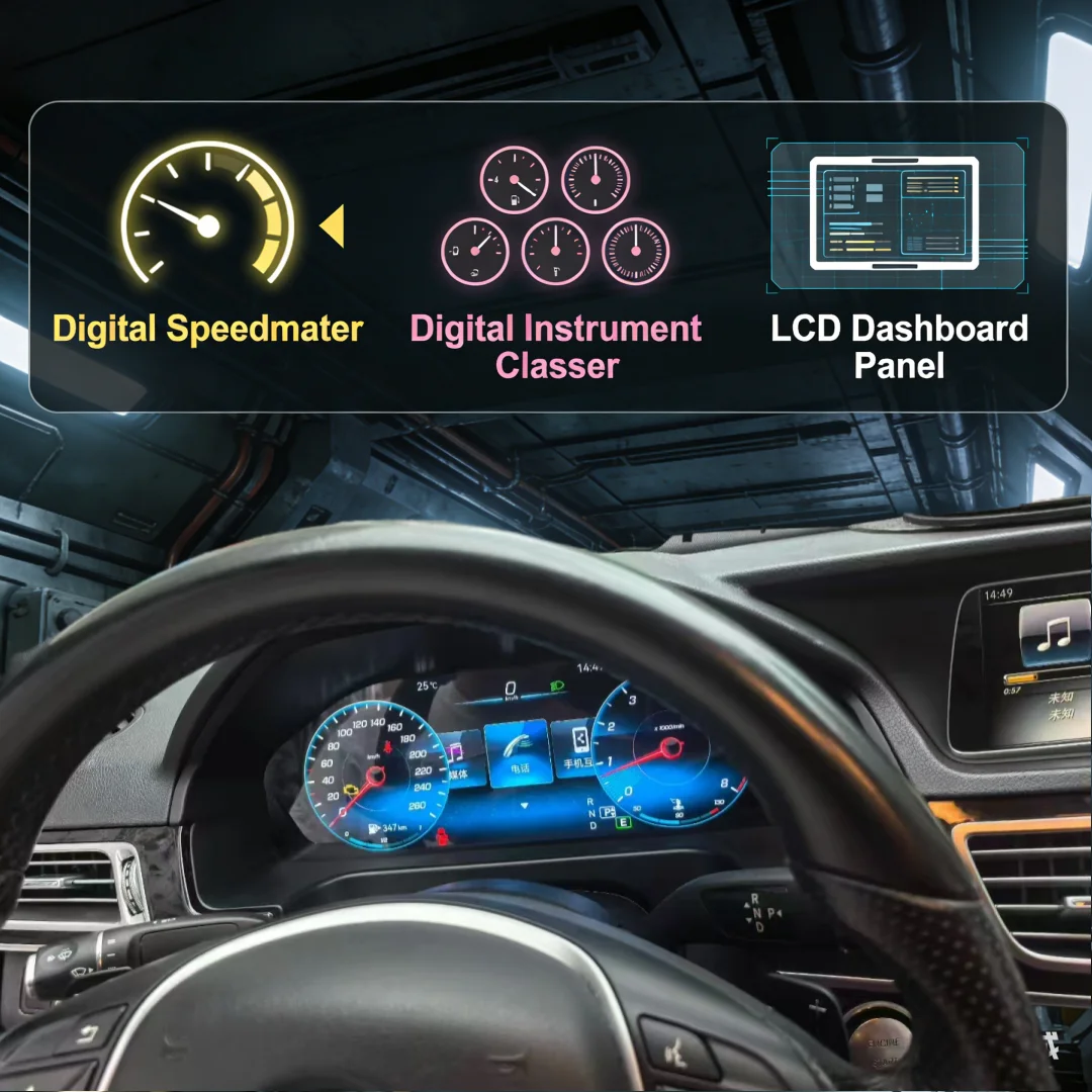 LCD Dashboard For Mercedes Benz C GLC W205 GLA CLA A B E 2013-2019 GPS Speedometer Instrument Panel Smart Cluster Virtual Cockpi