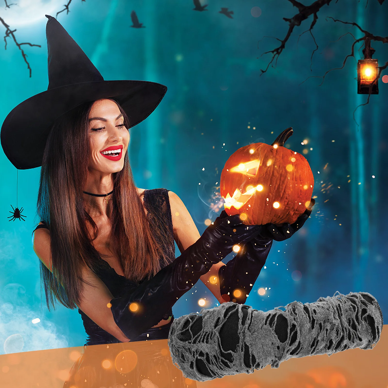 زوج واحد من قفازات الشرير الخشنة باللون الأسود والرمادي لجميع القديسين، تصميم إصبع التسرب، مرن وفضفاض مناسب لمستلزمات الهالوين، زي مبتكر