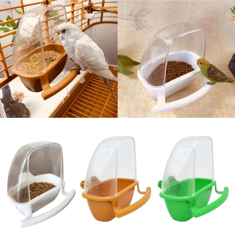 Bird Feeder with Perch for Cage Parakeet  Dispenser No Mess  Container G5AB