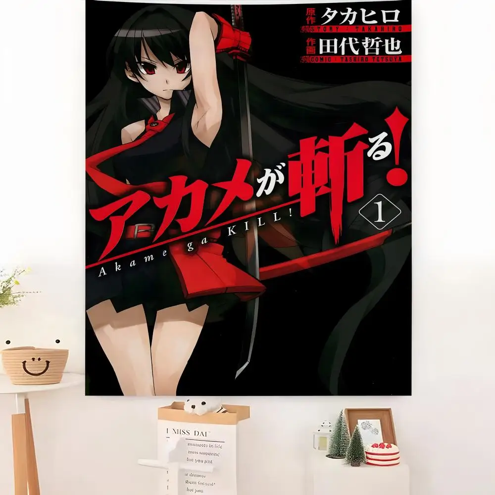 Comics A-Akame Ga Kill Tapestry Microfiber Background Art Decor For Bedroom Living Room Bar Garden Outdoor Festival Wall Deco