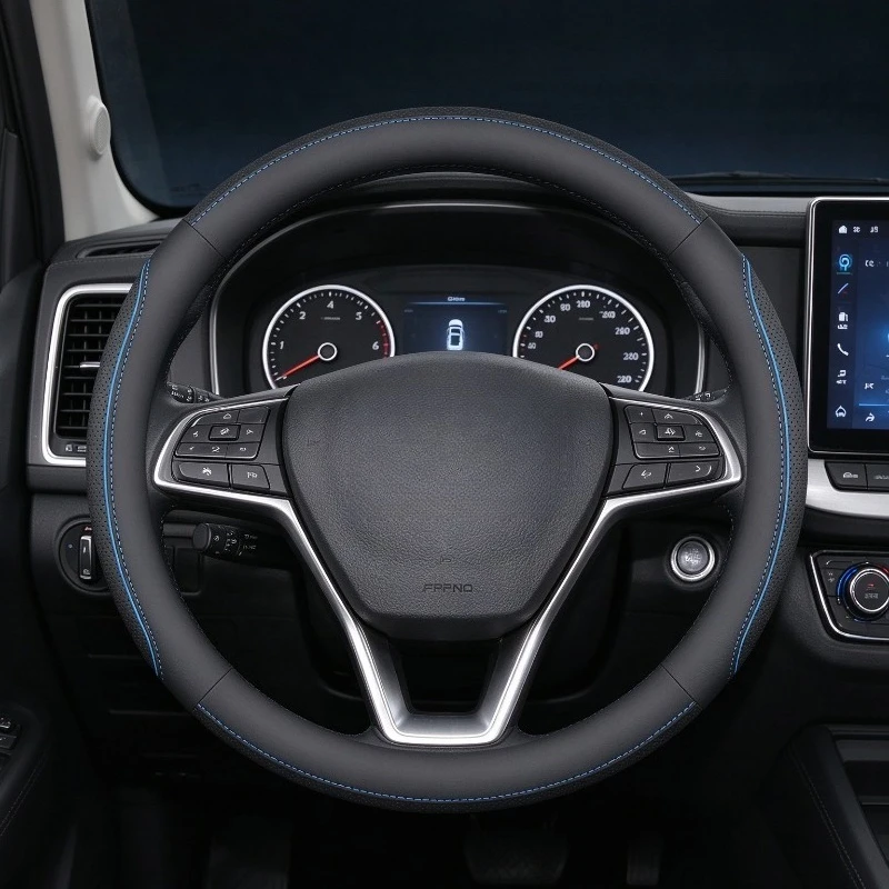 For Foton,O+D Type Nappa Leather Steering Wheel Cover,Fashion Design,Anti-Slip,Comfortable,Durable,38cm,Car Interior Accessories