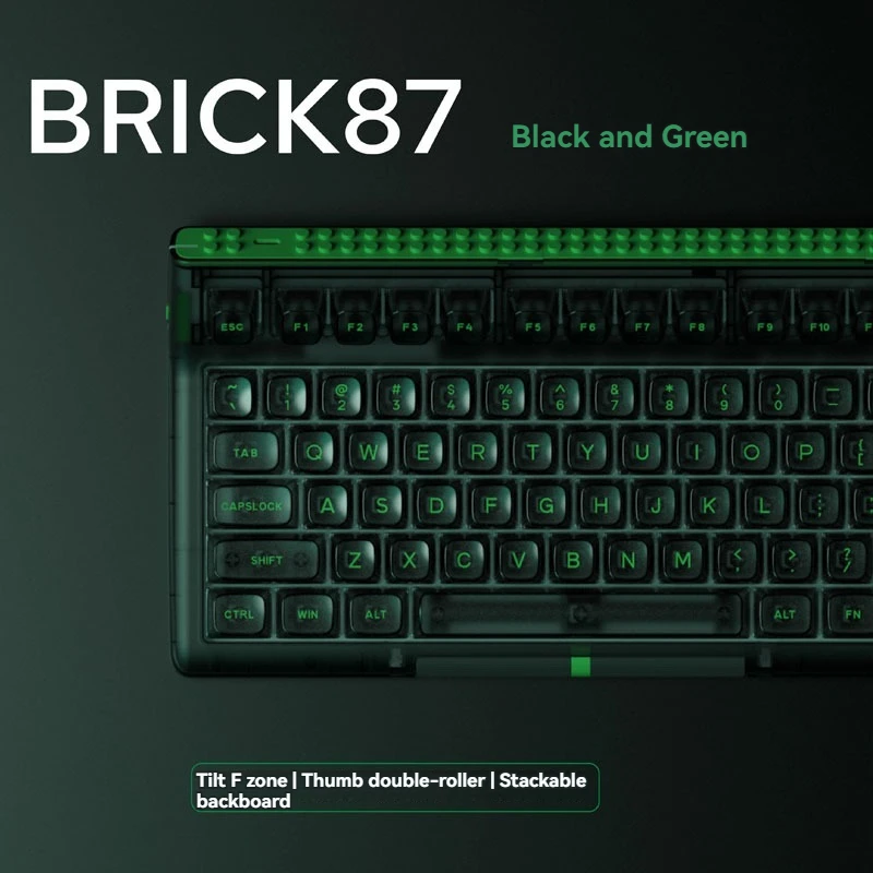 

BRICK87 Wireless Mechanical Keyboard Tri-mode TKL Layout Tilted F-Zone Stackable Backboard Hot-swap Gaming Mechanical Keyboard