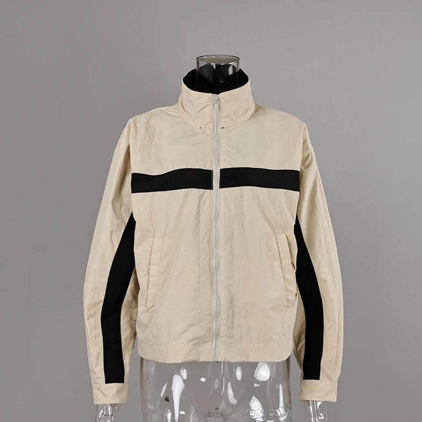 Linad Street Chic Khaki Stand Collar Zipper Jackets 2026 Casual Long Sleeve Outerwear Female Fashion Loose Coats For Woman New 116 S226045e5451c4e13924f0704fd6ee246h