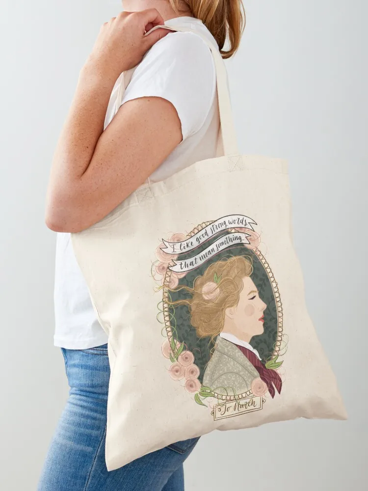 Little Women potraits: Jo March botanical illustration Tote Bag Shopping bags Shopper bag Canvas Tote Bag