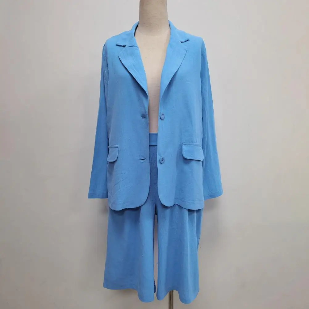 Conjunto de chaqueta y pantalones cortos de lino y algodón para mujer, chaqueta holgada informal con temperamento, pantalones cortos, traje hasta la rodilla, traje de mujer a la moda