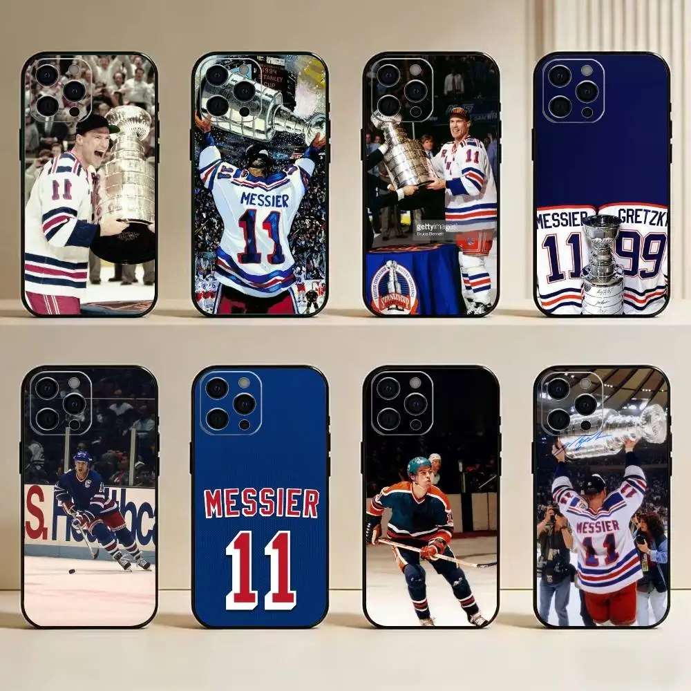 Funda para Teléfono con Diseño de Mark Messier, Jugador de Hockey sobre Hielo de Canadá, para iPhone 17, 16, 15, 14, 13, 12, 11 Plus, Pro Max y Otros Modelos, Color Negro Suave