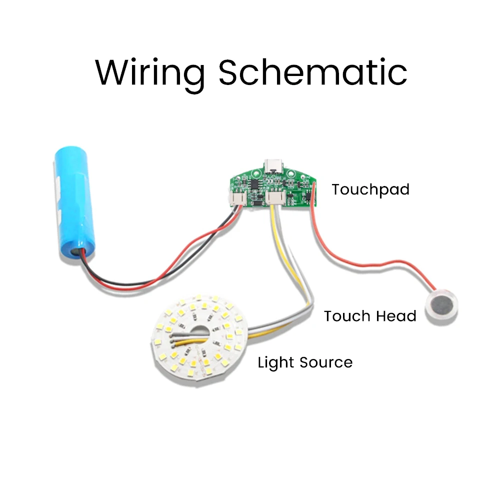 TYPE-C Desk Lamp Circuit Board Charging Lithium Battery Protection Control LED Protection Module Charging Touch Bi-Color Board