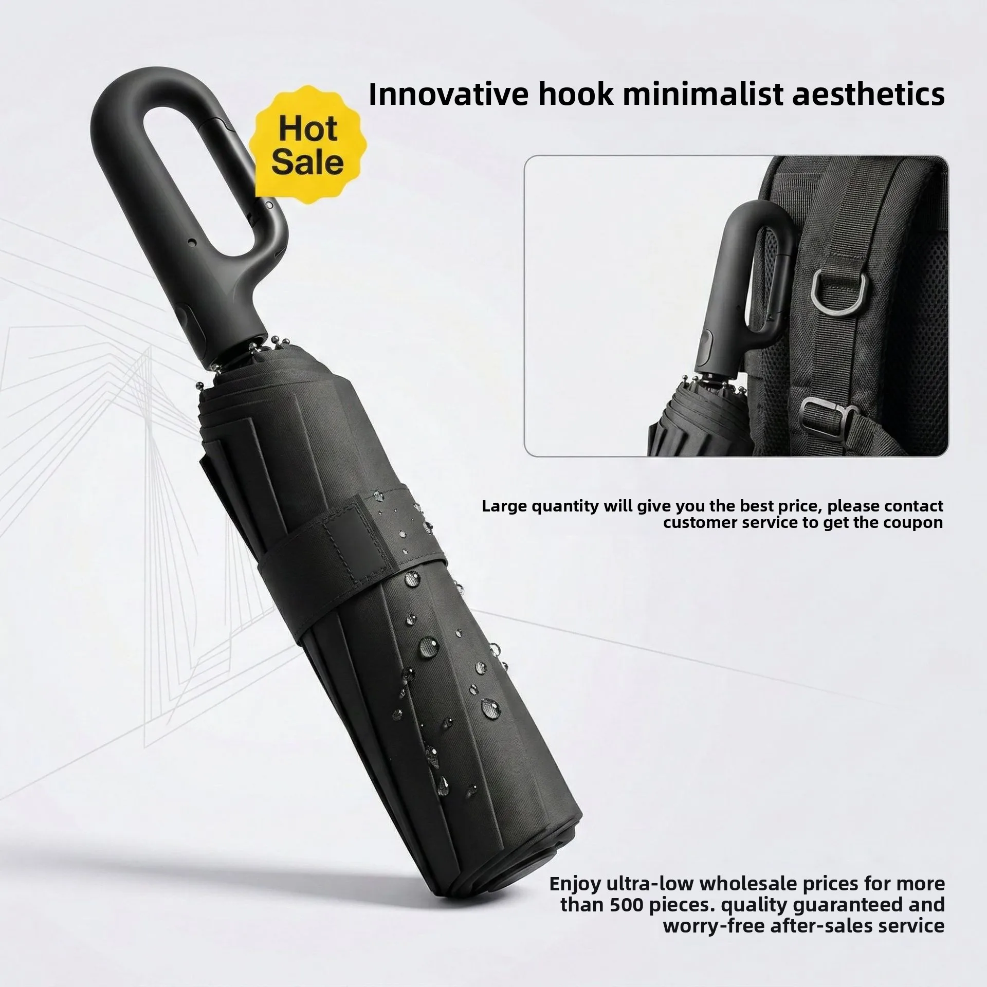 

Loop Buckle Folding Umbrella Black Glue UV Protection 3 Fold Sun Rain Dual Use Parasol