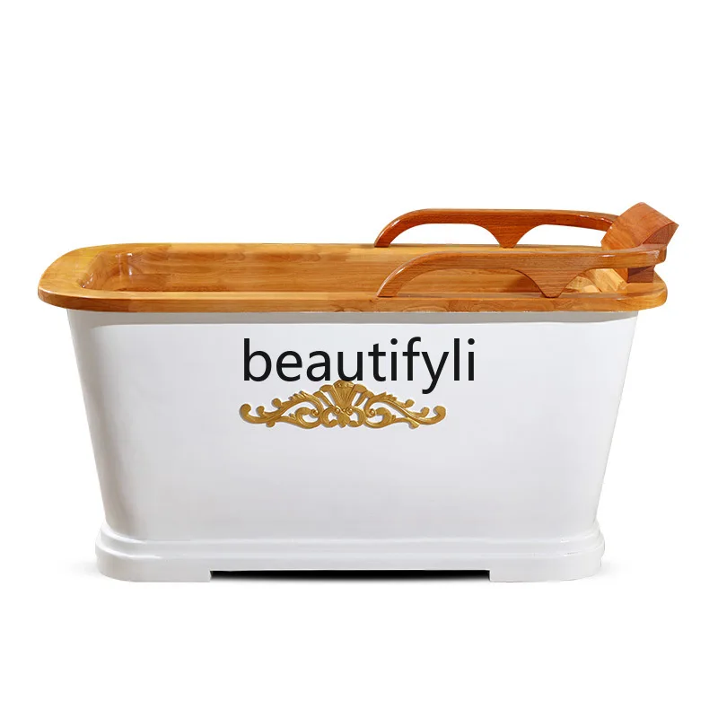 Hand-carved bath tub bath, beauty salon bath wood adult bath tub wooden bucket, household