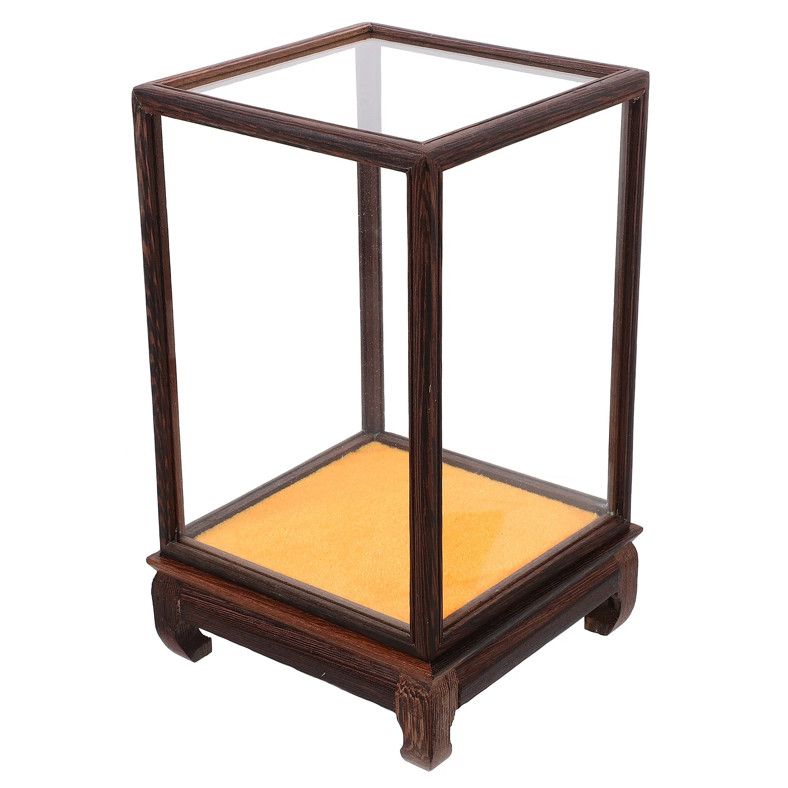 

Wood Carving Glass Cover Household Display Case Multi-function Desktop Supply Figurine Accessory Show Transparent Toys