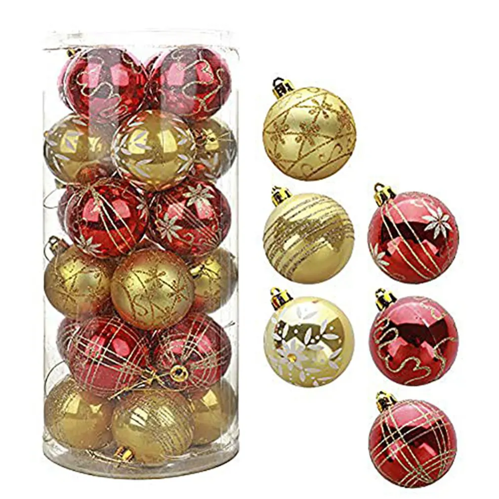 24pcs Christmas Ball Christmas Tree Decoration Ornaments for Home Decor Halloween New Year Pendant Ball Accessories