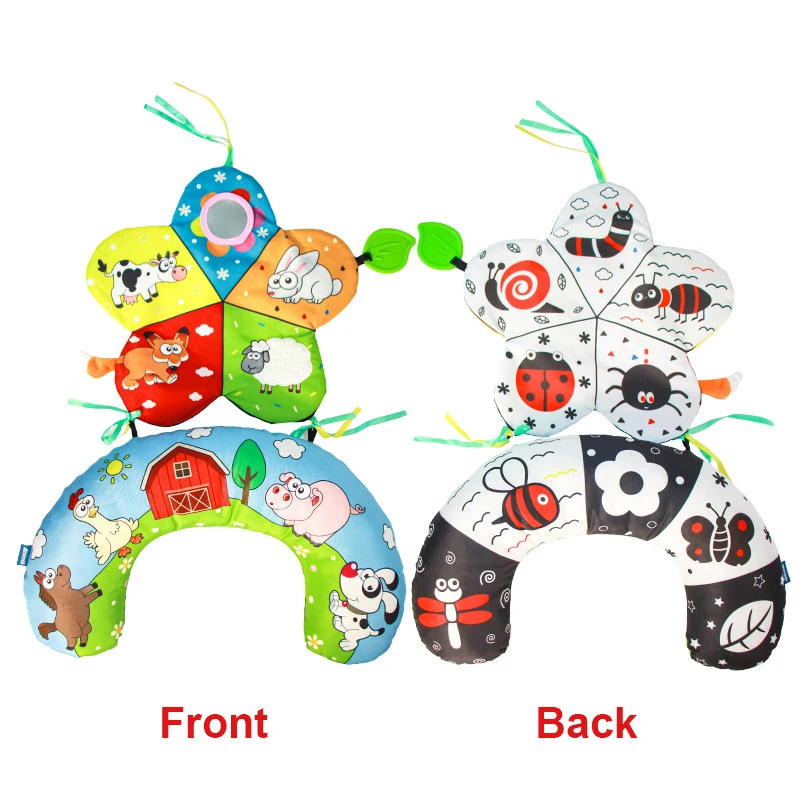 طفل البطن الوقت وسادة اللعب أسود أبيض عالية التباين ألعاب الأطفال ألعاب مونتيسوري للأطفال حديثي الولادة 0-6 6-12 12-18 أشهر