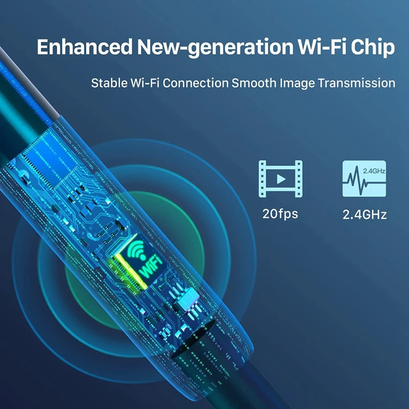 Copper Core Wireless Endoscope Wi-Fi Industrial Borescope With 6 LED Lights, 3 In 1 USB Camera,Waterproof IP67 Inspection Camera