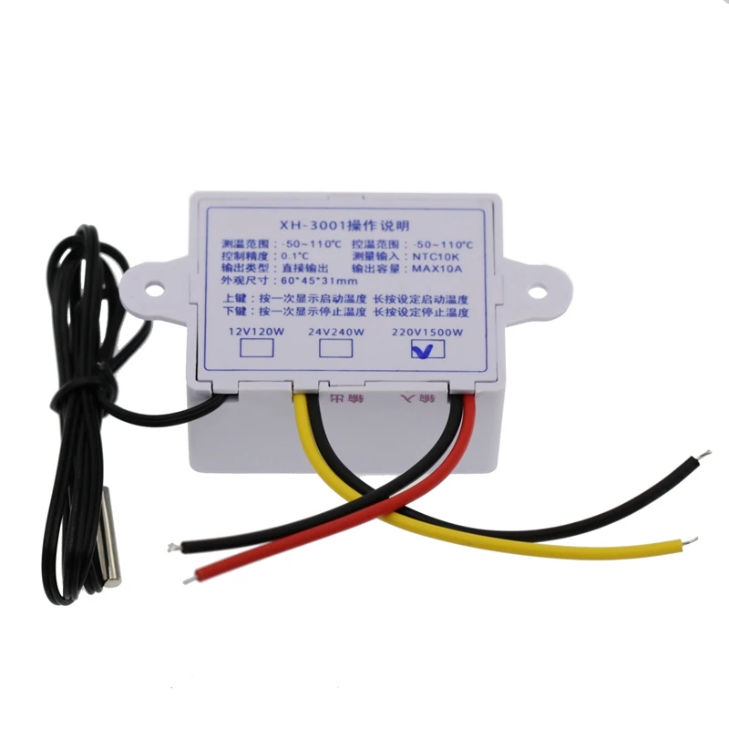 Controlador de temperatura Digital con pantalla, interruptor de Control de termostato y sensores de termistor, sonda de temperatura