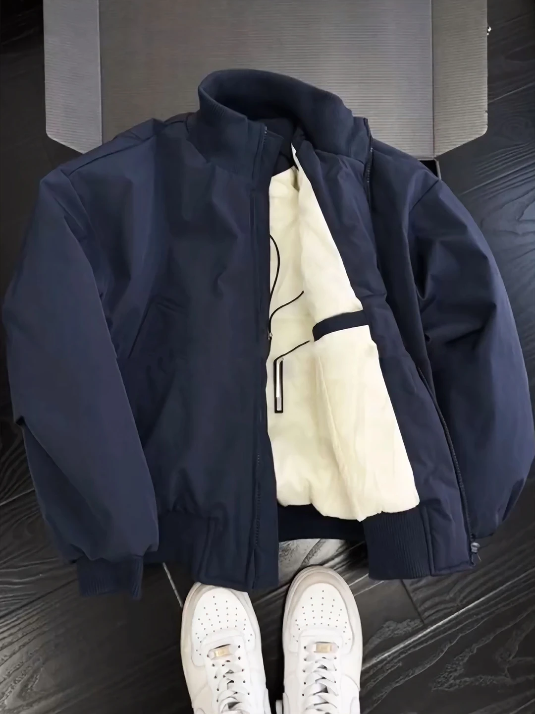 

Cleanfit Thiened Pilot Jaet Men's Autumn Winter ort Sle Stand Collar Baseball Coat American Workwear Outerwear