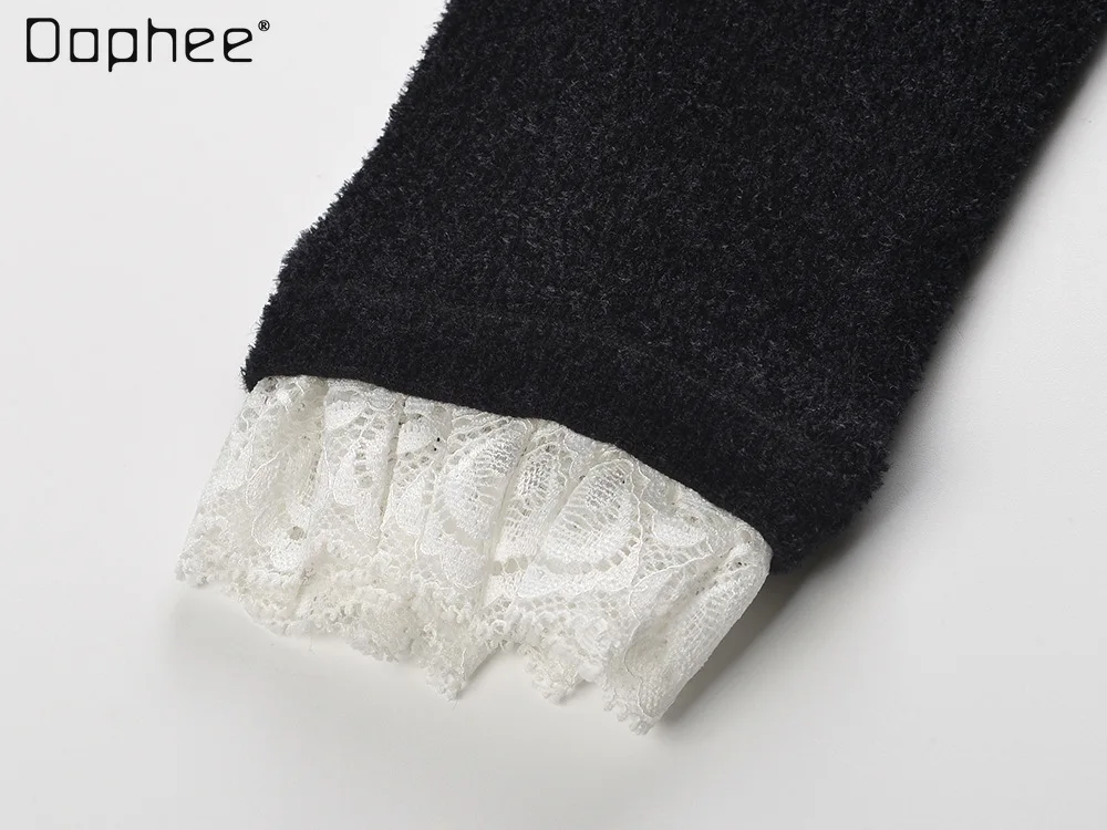 Sukienki wieczorowe w stylu francuskim, eleganckie, w stylu socjality, z tweedu, z koronkowymi wstawkami, modne, eleganckie, dopasowane, w kształcie litery A, kolekcja Jesień-Zima 2025.