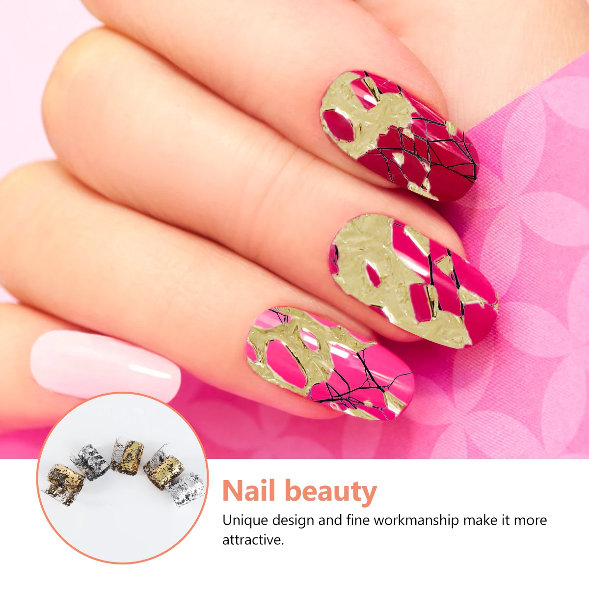 

Gold Silver Foil Mesh for Natural Artificial Nails Lightweight Durable Nail Art Decor Supplies Manicure Accessories Trendy
