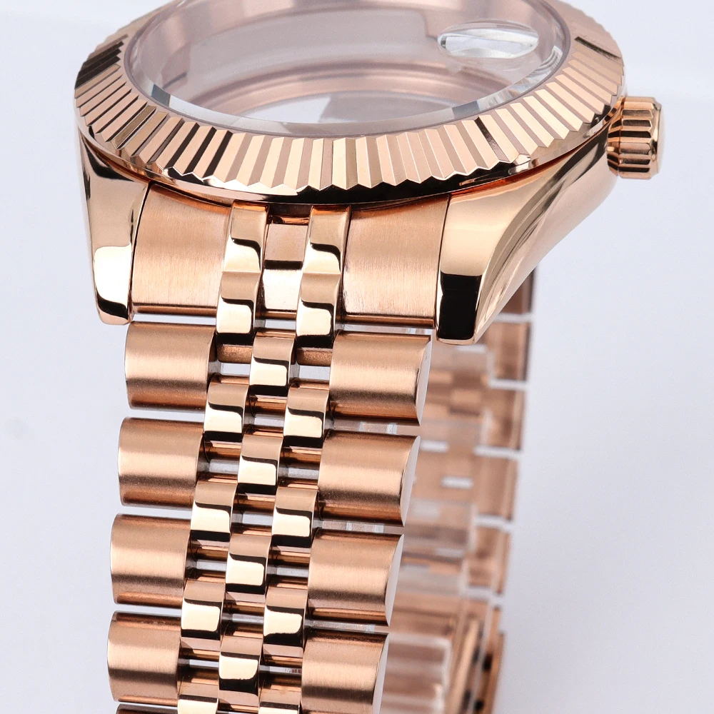 36mm/39mm Uhrengehäuse mit Glide-Lock-Armband, wasserdicht, Saphirglas, für NH35 NH36 Miyota 8215 Uhrwerk, Datejust Oyster Air King Stil – Detail 10