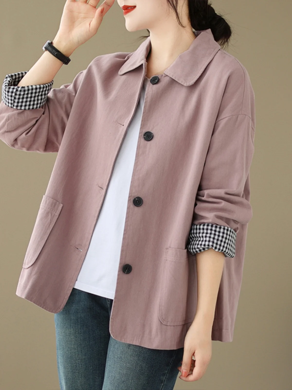 

Casual ort Svel Ne Jaet Women's Loose Fit Organic Cotton Spring Autumn New Sle 2025 Versatile Agel Oute...