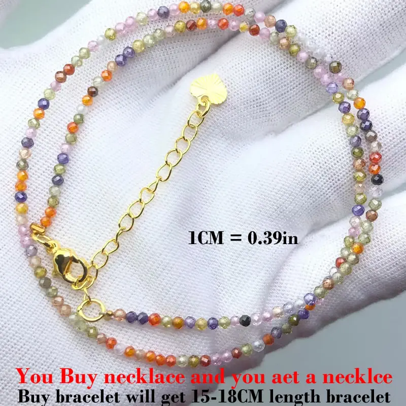 HOT Naturstein 2mm Facettierte Perlen Halskette Kristall Quarz Granat Achat Perlenketten Mode Einfacher Schmuck für Männer und Frauen Geschenke – Detail 6