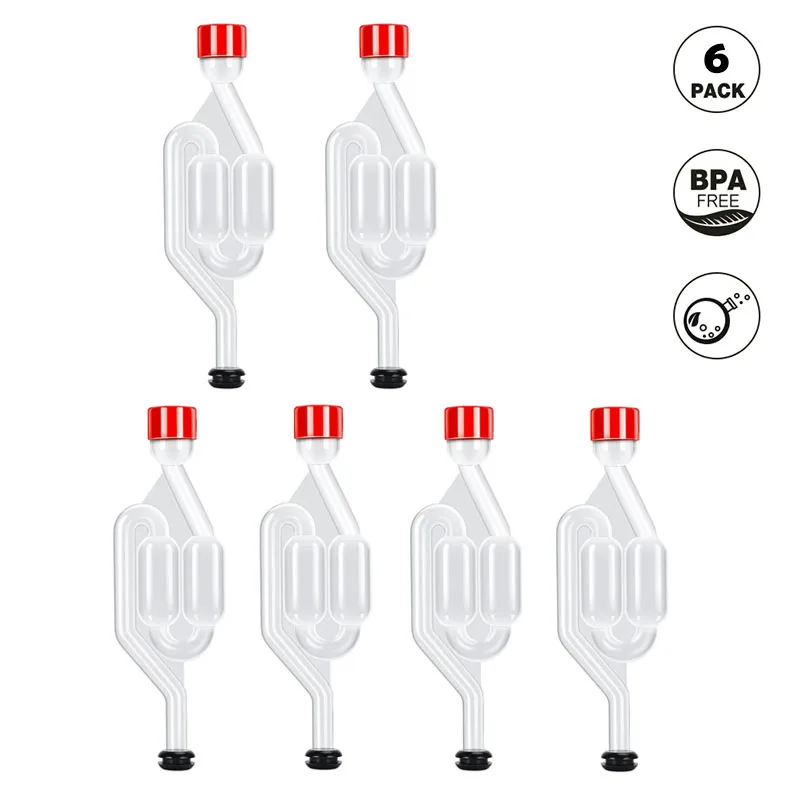 3-teilige S-förmige Luftschleuse, selbstgebraute Luftschleuse, Karbons, Stopper und Fermenter-Dichtungsventil mit Ösen in Lebensmittelqualität, Weinherstellung