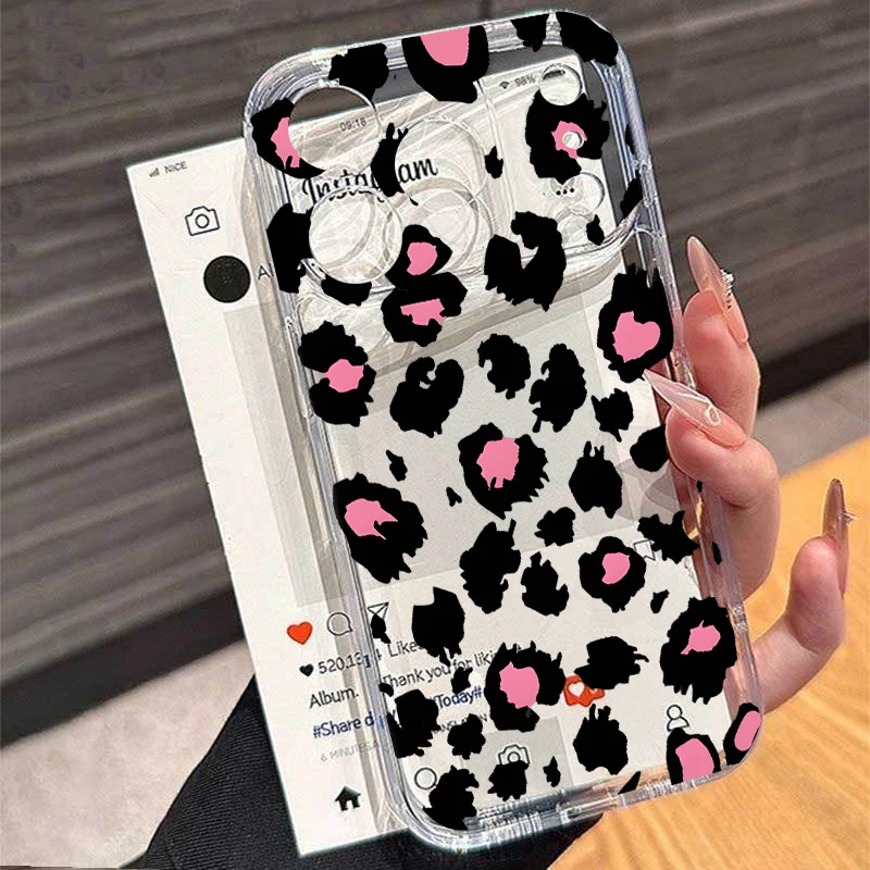 Phone Case for Samsung Galaxy S23 S21 Ultra S22 S20 FE Plus A14 A34 A35 A52 A05 A05S A13 A33 A53 A04 A04E Leopard Print Cover