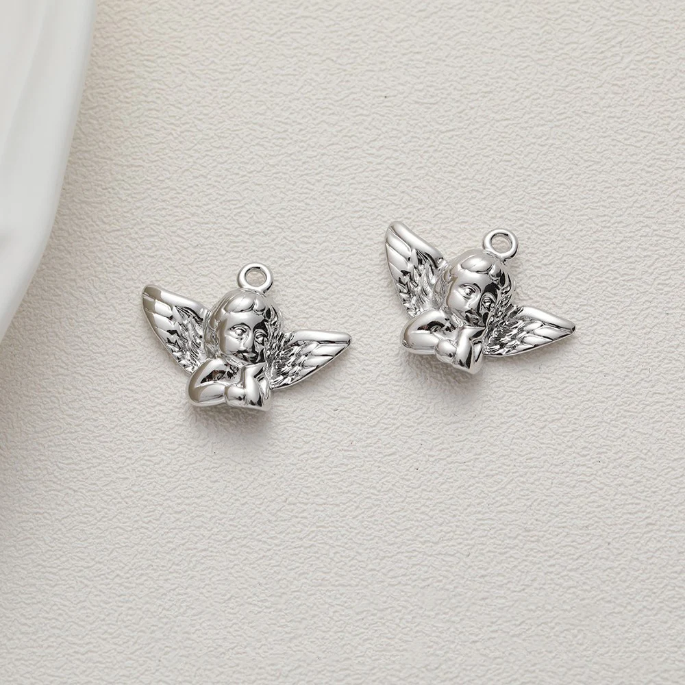 4PCS 14K Gold Plated Lovely Little Angel Brass Pendant DIY Making Supplies Jewelry Material Accessories