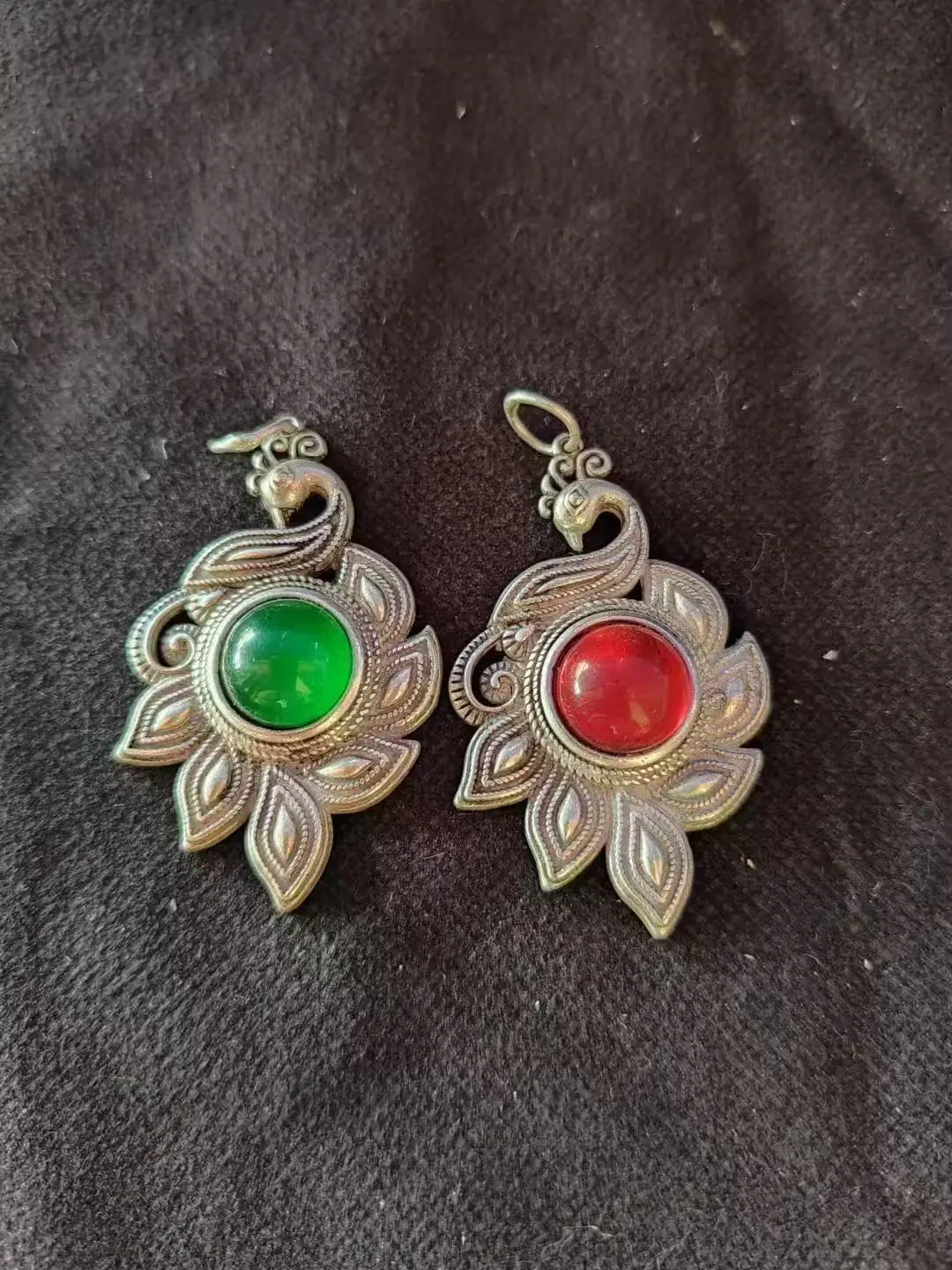 

Лидер продаж, винтажные тибетские серебряные серьги, инкрустированные нефритом, изысканные серьги с павлином, ювелирные подарки