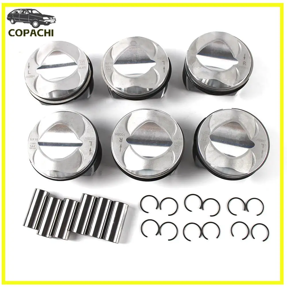 6pcs Pistons&Rings Set Φ84.5mm STD 06E 107 065 CF 06E 107 066 CF 06E 198 151 F For Audi A6 A7 A8 2.8 FSI V6 BDX CCDA CCEA Car