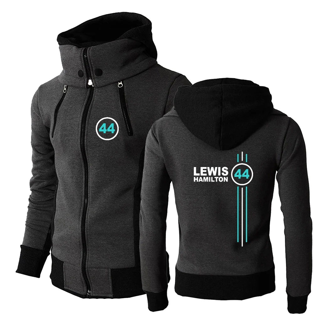 New F1 driver lewis hamilton number 44 men's printed stitching zipper hooded jacket casual fashion sweatshirt pullover top.