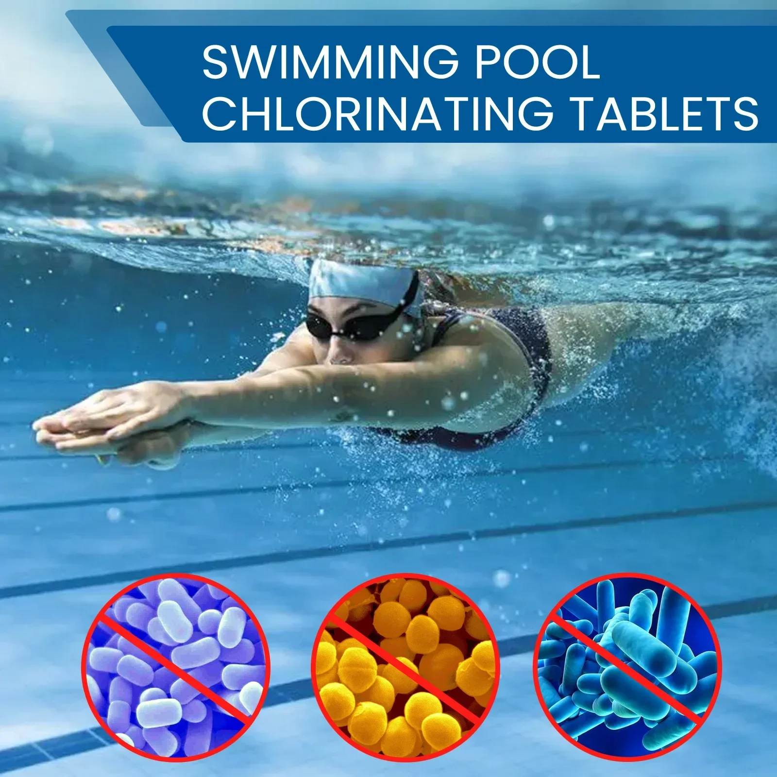 100pcs/Box Swimming Pool Cleaning Tablet Chlorine Bromine Tablets Cleaner Swimming Spa Hot Tub Cleaning Supplies