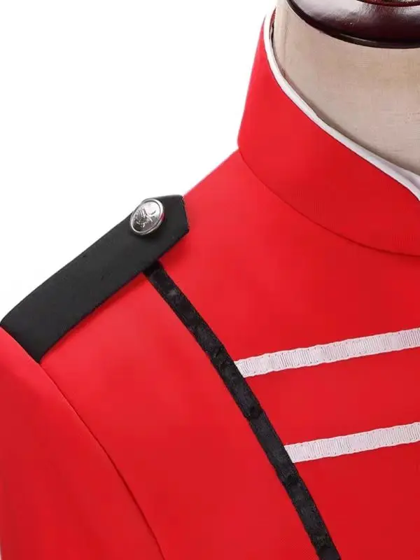 الرجال الأحمر والأبيض كتلة العسكرية اللباس الرسمي المحكمة الملكي المرحلة أزياء مسرحية ملهى ليلي المضيف المغني DJ Dancewear #5