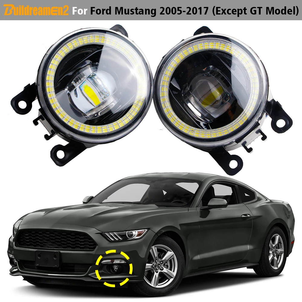 2 Pieces 30W 6000LM Car LED Lens Fog Light Angel Eye Driving Lamp DRL H11 12V For Ford Mustang 2005-2017 (Except GT Model)