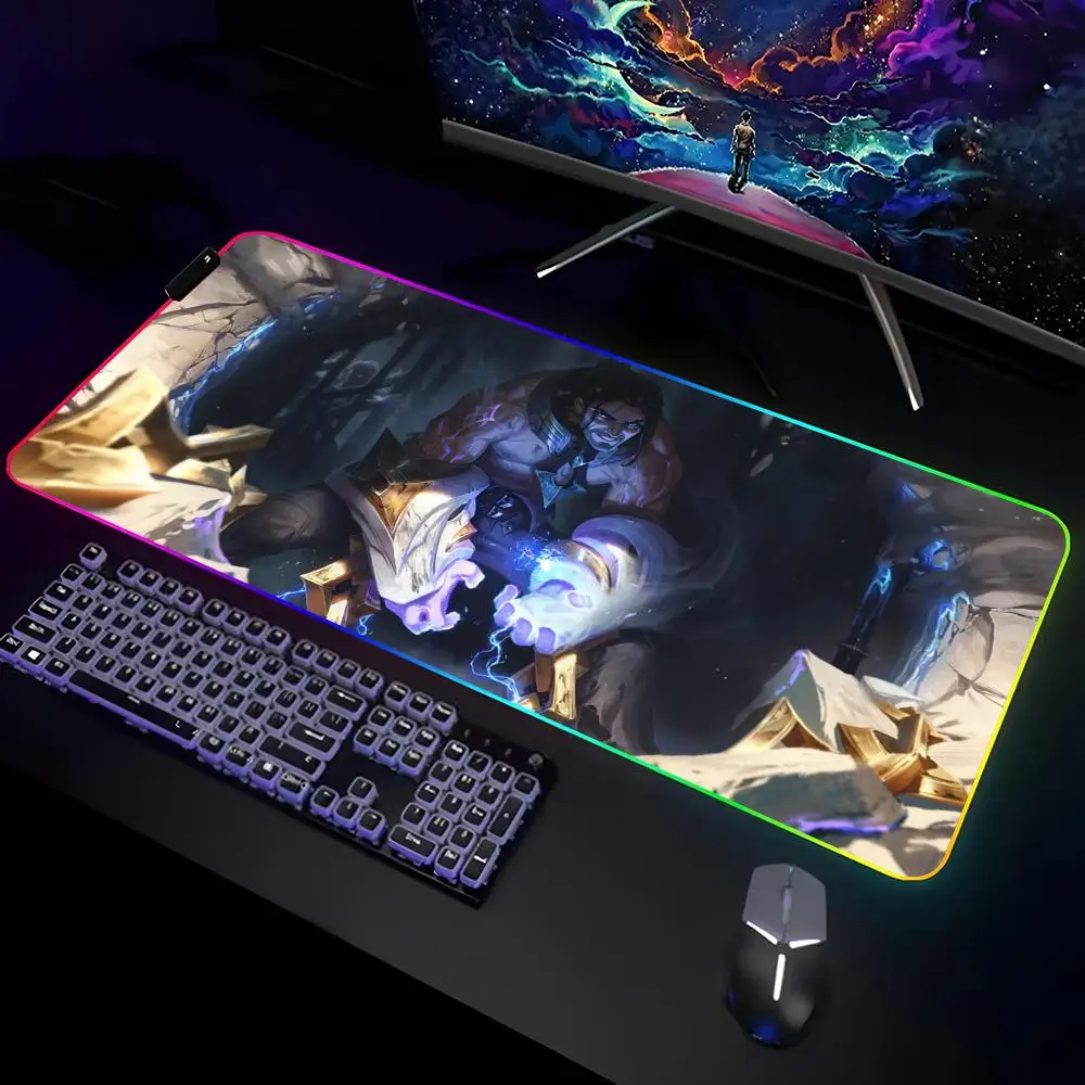 Sylas Syndra TahmKench Mouse Pad  Gamer RGB Deskmat Keyboard Mat Gaming Laptops LED Mousepad Desk Protector Anime Mause Mats