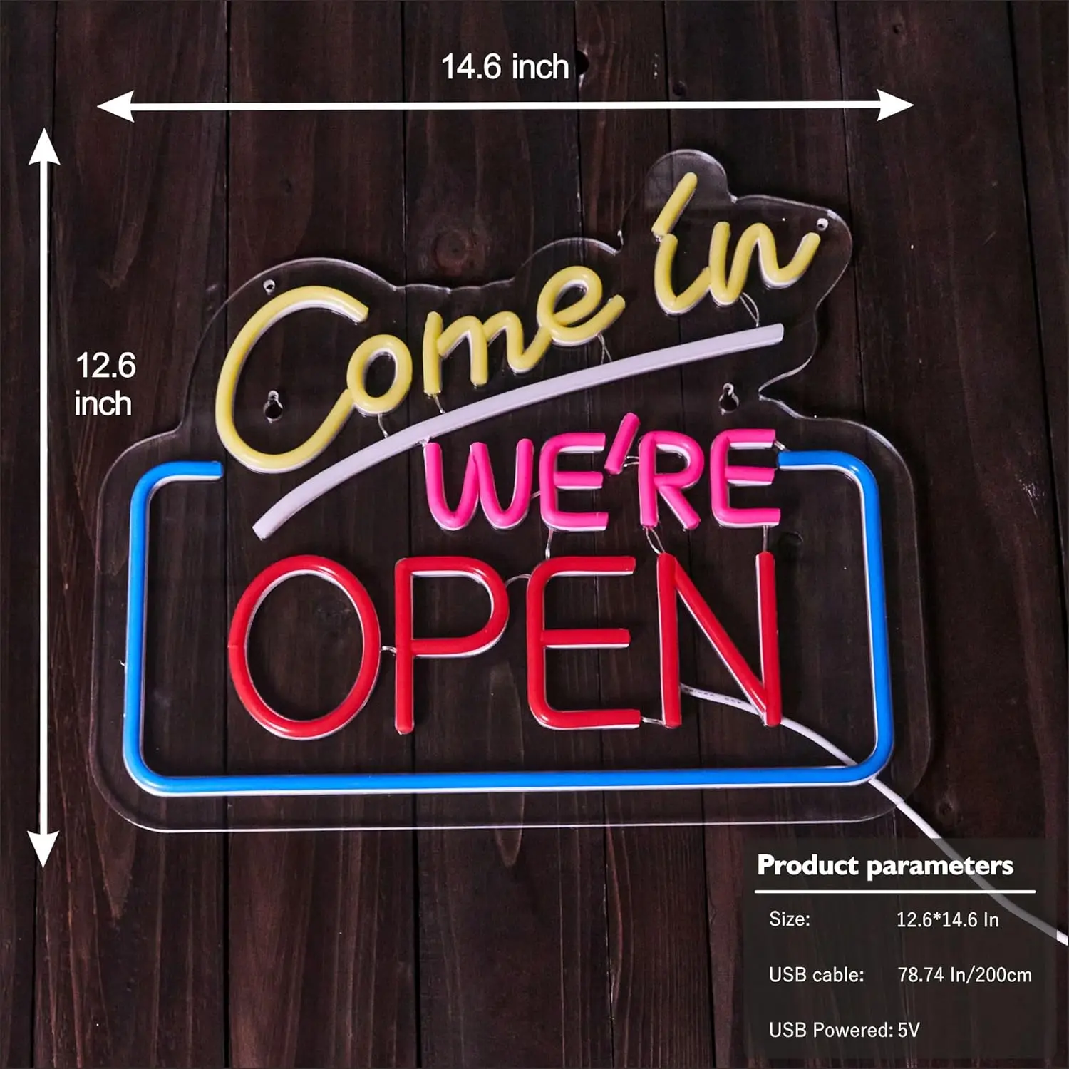 Come In We're Open Neon Sign Wall Decor LED Light Café bar Cafe Restaurant Retail Store Party Pub Shop Decoration Gift Coffee