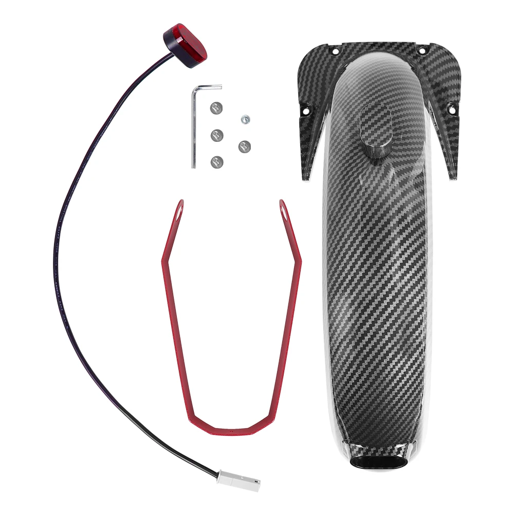 Vorne Hinten Kotflügel Zubehör Kit Für Ninebot Max G30 Elektrische Roller Carbon Fiber Fender Flügel Mit Bremslicht Teil – Detail 23
