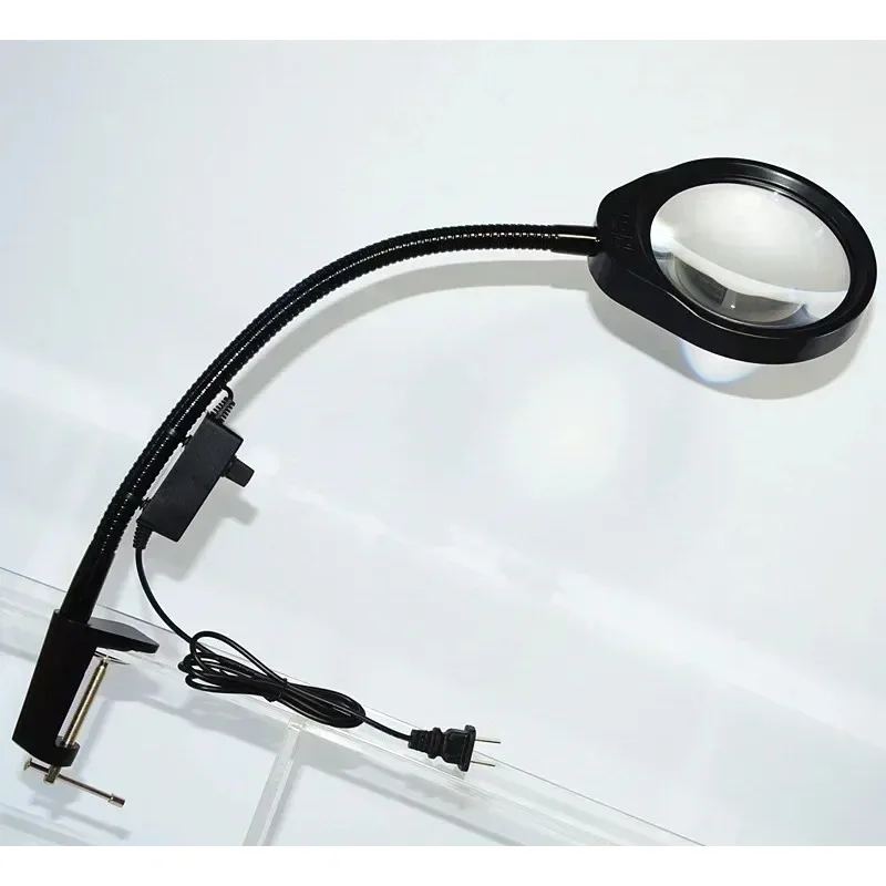 

100-240V Adapter HD 8X 125mm Helping Hand Soldering Magnifying Glasses with LED Lights Solder Clamp Loupe Phone Screen Magnifier