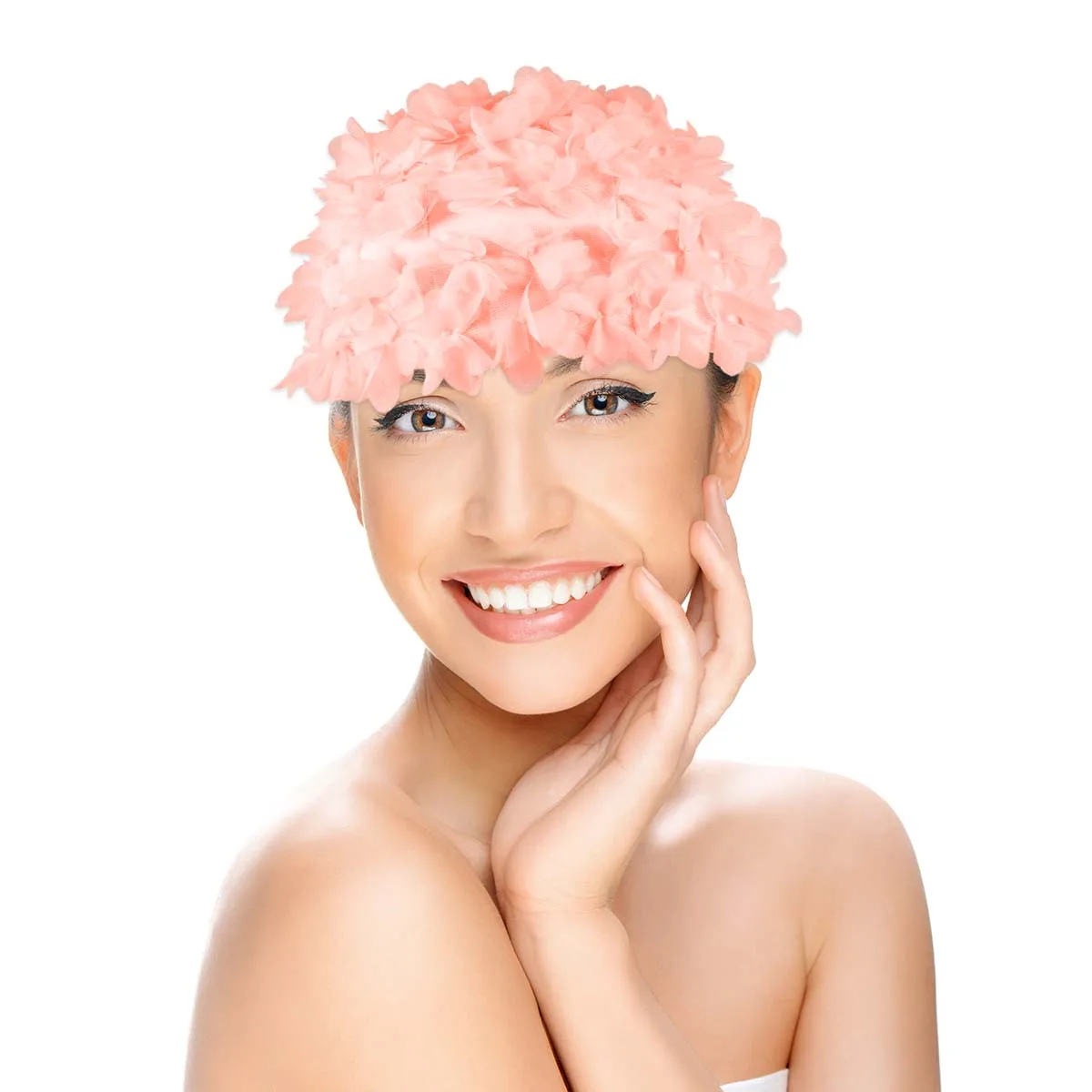 

Swim Caps for Women Flower Swimming Petals Fabric Women's Swimmers Accessories Girls