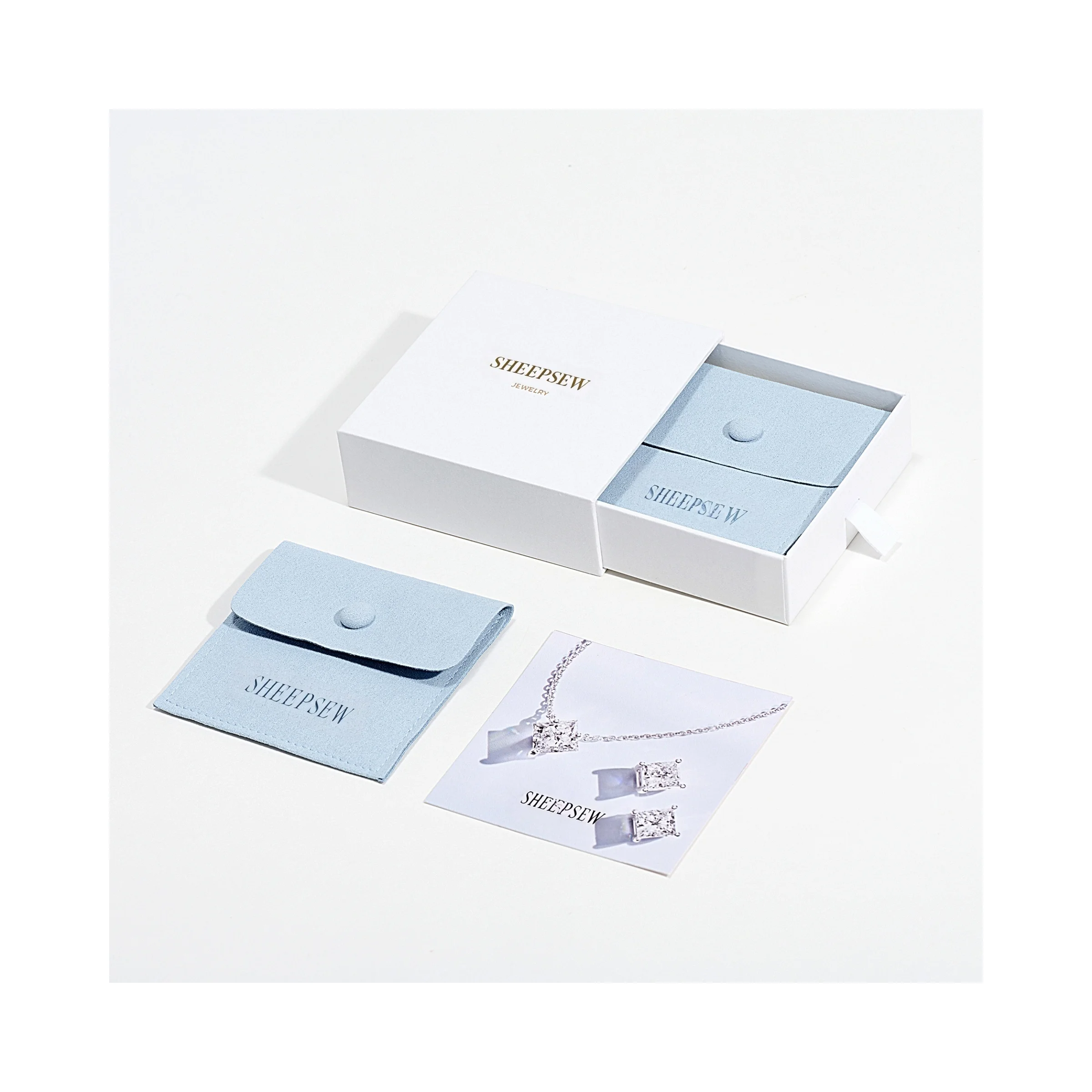 

Custom Logo Printed Small Envelope Flap Earring Necklace Package Jewelry Microfiber Bag Pouch