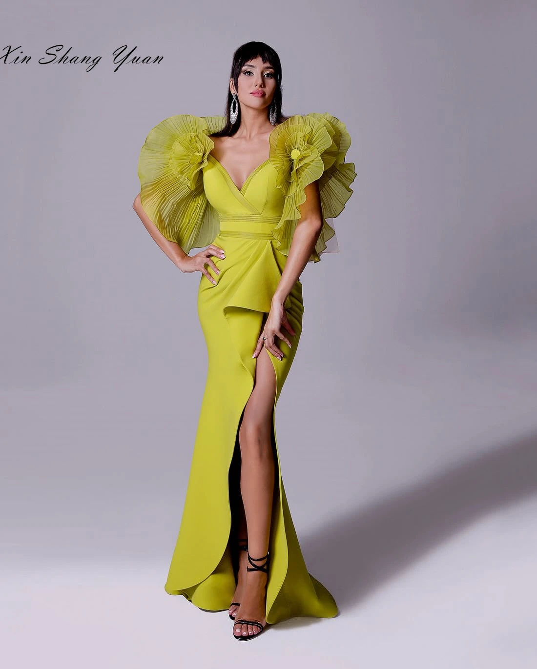 Customized Evening Dress Jersey Strapless Off the Shoulder Sleeveless Prom Gowns Mermaid Sweep Train Appliques Party Dresses