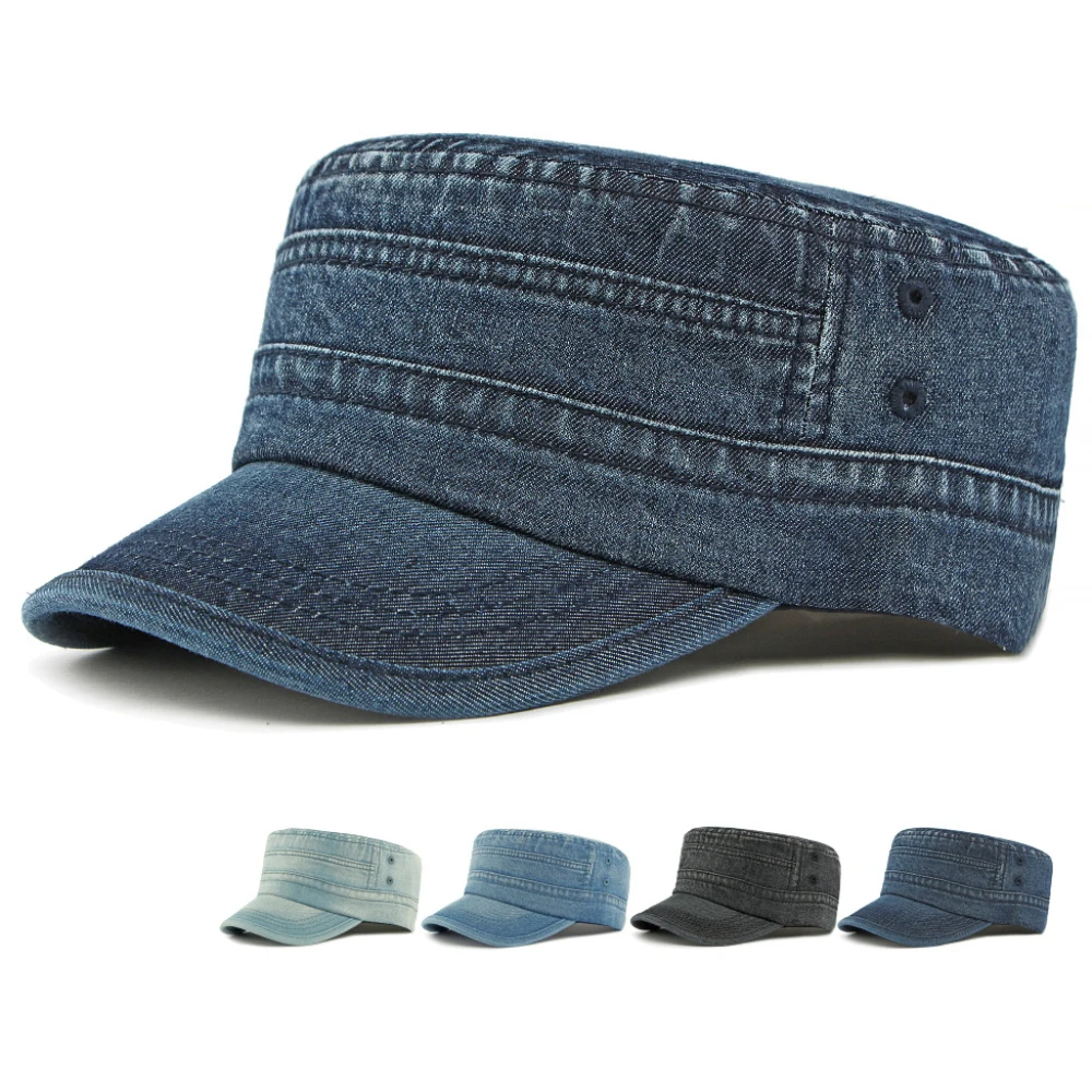 

HT4930 Baseball Cap Spring Autumn Caps for Men Women Cotton Denim Baseball Hat Male Female Adjustable Army Military Flat Top Cap