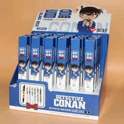 24Pcs/Lot Cute Blind Box Conan Retractable Gel Pen 0.5mm Black Ink Cartoon Anime Pens Kids School Supply Gift Office Stationery