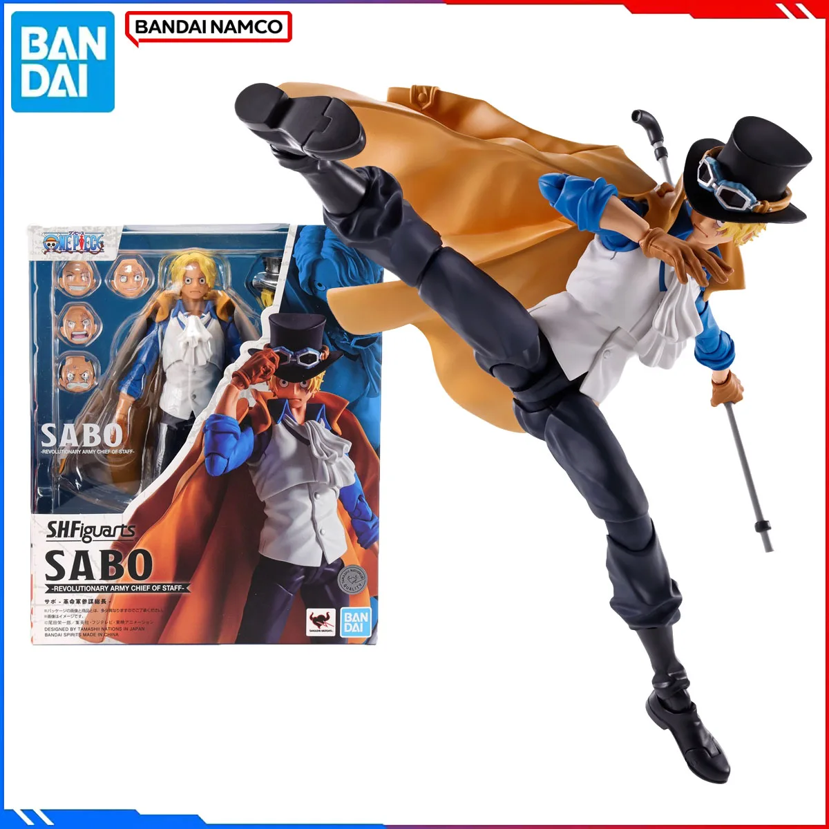 

Genuine Bandai Original One Piece Figure Model Kits SHF Anime Sabo Revolutionary Army Chef of Staff Action Model Toys Christmas